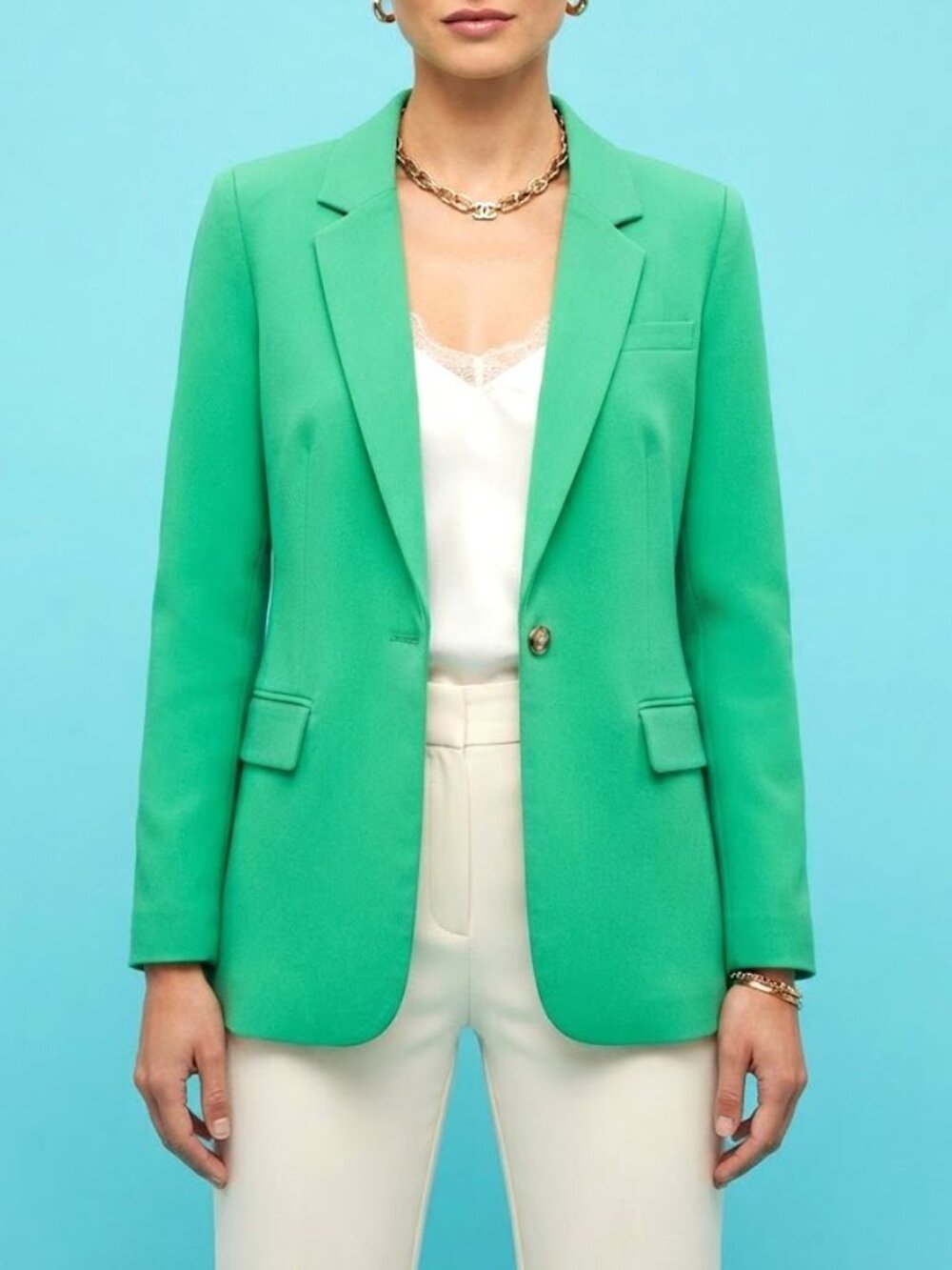 The Drop Green Blake Long Blazer Jacket